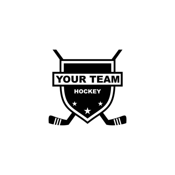 Disegno Del Logo Vettoriale Del Distintivo Dello Scudo Hockey — Vettoriale Stock