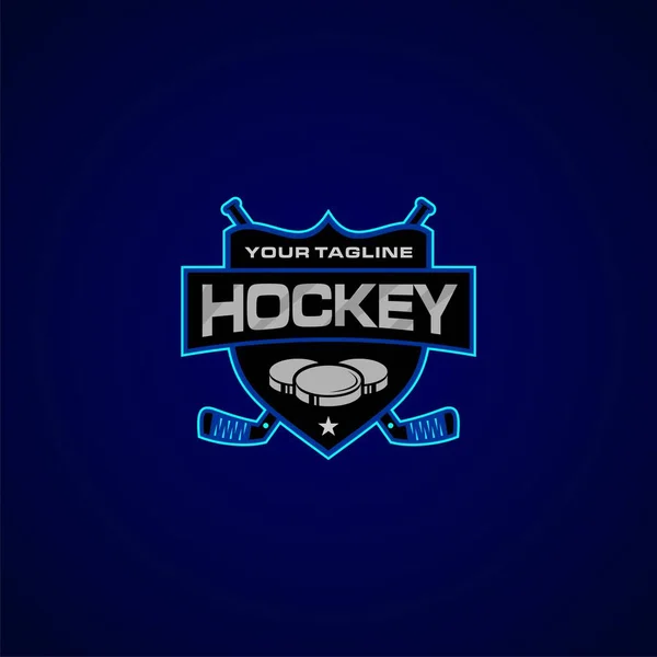 Hockey Emblem Sköld Vektor Logotyp Design — Stock vektor