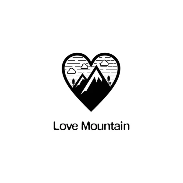 Logo Vectoriel Badge Montagne Amour Design — Image vectorielle