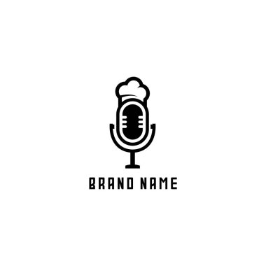 Şef şapkalı mikrofon soyut vektör logosu tasarımı