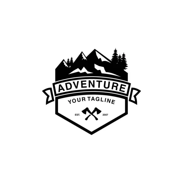 Badge Aventure Montagne Logo Vectoriel Design — Image vectorielle