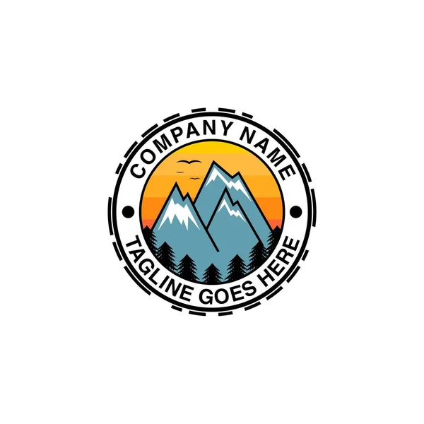 Badge Logo Vectoriel Coloré Montagne — Image vectorielle