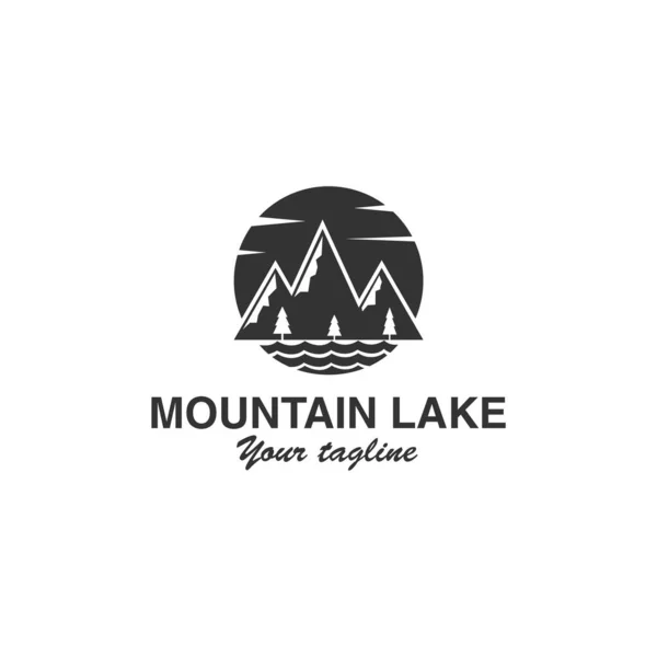 Lac Montagne Vecteur Logo Design — Image vectorielle