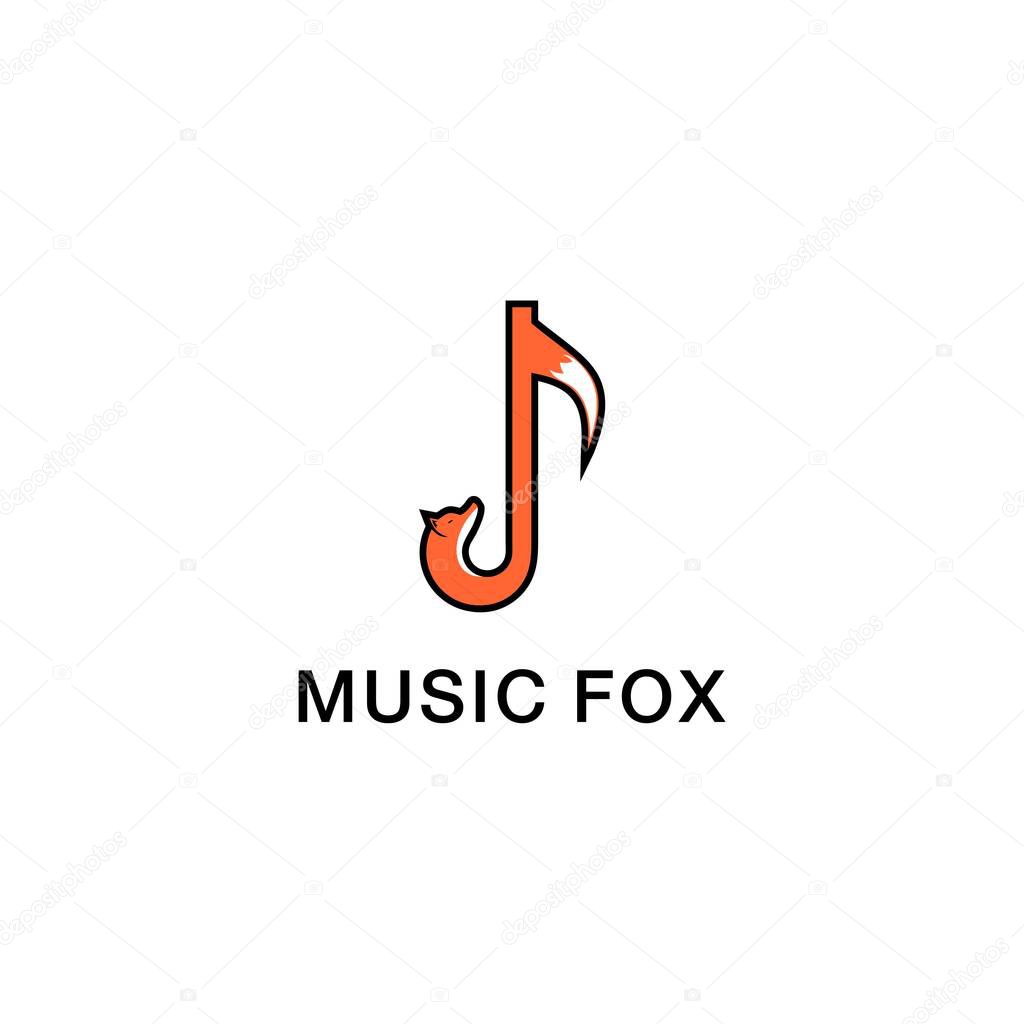 Music fox musical notes vector logo design