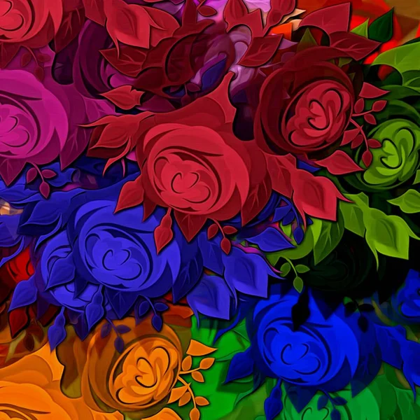 Astratto Sfondo Colorato Pennellate Multicolore Adesivi Floreali — Foto Stock