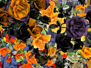 Farklı boyutlardaki renk etiketlerinin soyut çiçek arkaplan dokusu