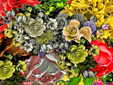 Farklı boyutlardaki renk etiketlerinin soyut çiçek arkaplan dokusu