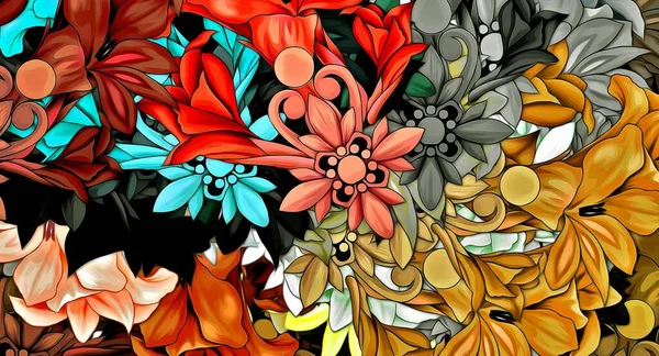 Abstrakcyjny Tło Stylizacja Kwiat Układ Kolorowy Wystrój Dla Gobelin Tapety — Zdjęcie stockowe