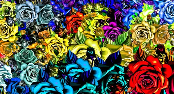 Astratto Sfondo Stilizzazione Una Disposizione Floreale Disegno Decorativo Colorato Tappezzeria — Foto Stock
