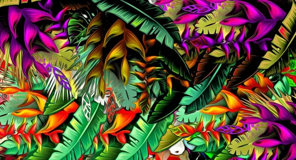 Абстрактная Стилизация Фона Цветочной Композиции Красочный Дизайн Декора Гобелена Обоев — стоковое фото