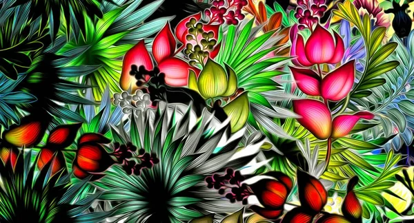 Duvar kağıdı, duvar halısı ve duvar kağıdı için soyut bir çiçek düzenleme dekoru tasarımı