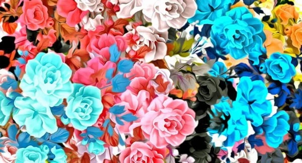Abstraite Stylisation Fond Arrangement Floral Design Décor Coloré Pour Tapisserie — Photo