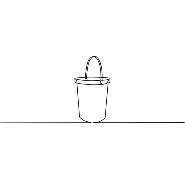 Continuous Line Drawing Bucket Object One Line Single Line Art — Stock Vector