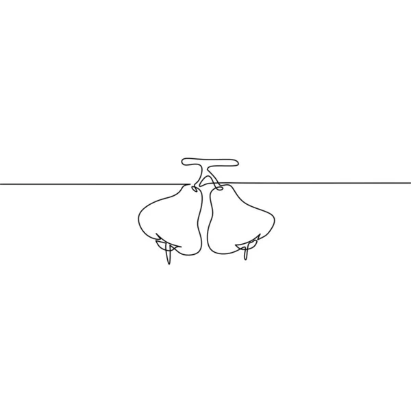 Безперервний Малюнок Лінії Троянди Яблуко Дизайн Дзвінка Фруктів Єкт Одна — стоковий вектор
