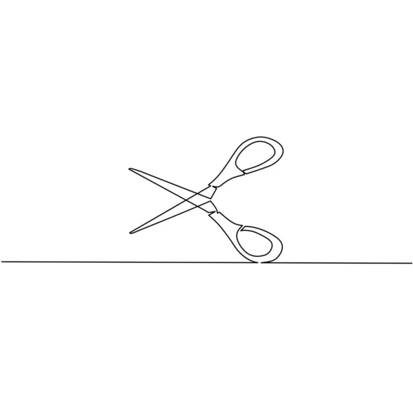 Continuous Line Drawing Scissor Object One Line Single Line Art — Stock Vector