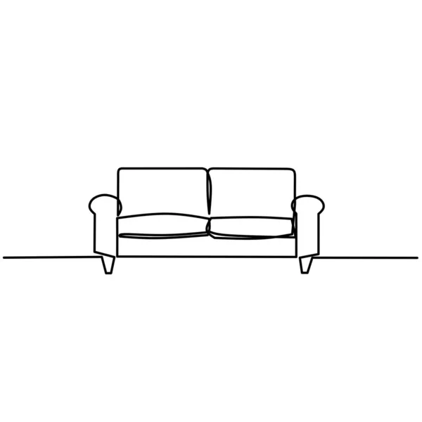 Continuous Line Drawing Sofa Object One Line Single Line Art — Stock Vector