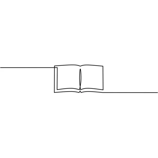 Desen Continuu Linie Carte Obiect Linie Singură Linie Open Book — Vector de stoc