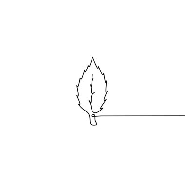 Yaprağın sürekli çizimi, nesne bir çizgi, tek çizgi sanat, el çizimi, vektör illüstrasyonu