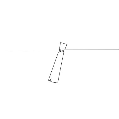 Süpürge çubuğunun sürekli çizimi, basit tasarım, nesne bir çizgi, tek çizgi sanat, el çizimi, vektör illüstrasyonu
