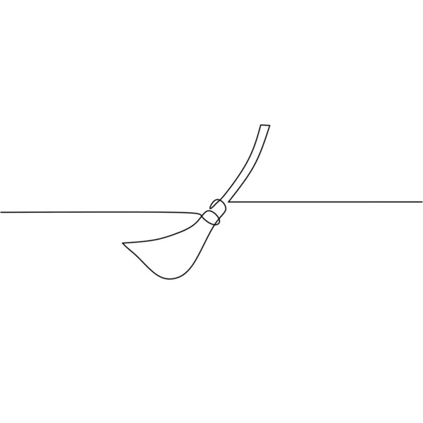 Desenho Linha Contínua Vassoura Vassoura Design Simples Objeto Uma Linha — Vetor de Stock