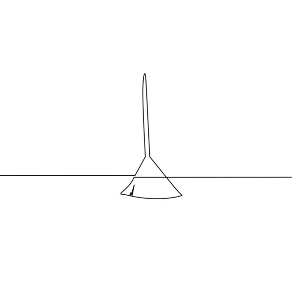 Kontinuierliche Linienzeichnung Von Besen Einfaches Design Objekt Eine Linie Einzeilige — Stockvektor