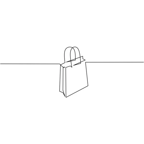 Dibujo Continuo Línea Bolsa Mano Objeto Una Línea Arte Una — Vector de stock