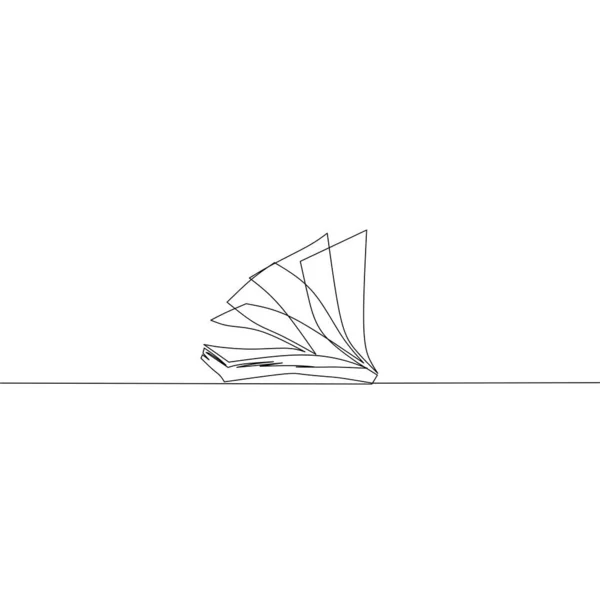 Безперервний Малюнок Книги Відкрита Книга Єкт Одна Лінія Одинарна Лінія — стоковий вектор