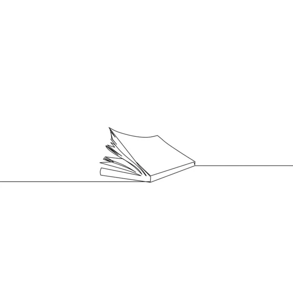 Безперервний Малюнок Книги Відкрита Книга Єкт Одна Лінія Одинарна Лінія — стоковий вектор