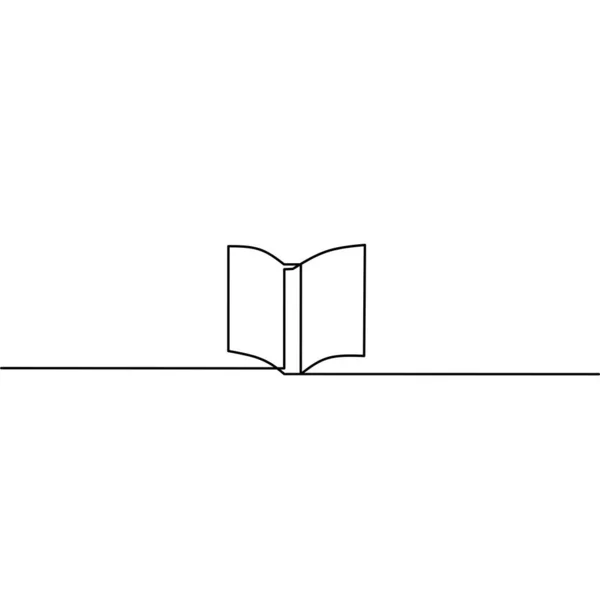 Desenho Linha Contínua Livro Livro Aberto Objeto Uma Linha Única —  Vetores de Stock