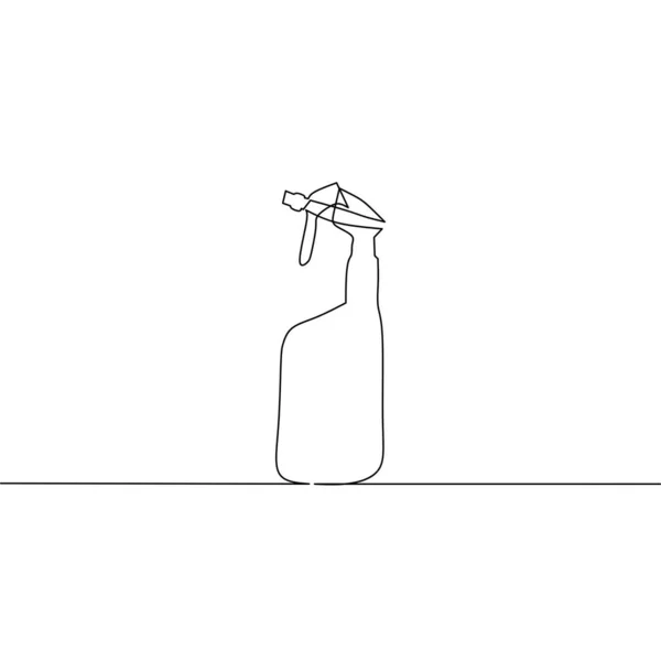 Безперервний Малюнок Лінії Очищення Спрею Пляшковий Спрей Єкт Одна Лінія — стоковий вектор