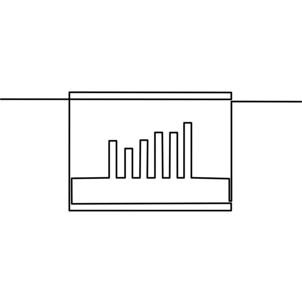 Непрерывный Рисунок Штрих Графика Граф Роста Бизнес Инфографика Объект Одной — стоковый вектор