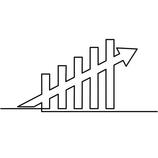 Непрерывный Рисунок Штрих Графика Граф Роста Стрелка Роста Бизнеса Вверх — стоковый вектор