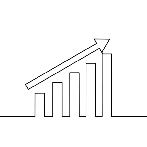 Безперервне Лінійне Креслення Барної Діаграми Зростаючий Графік Стрілка Зростання Бізнесу — стоковий вектор
