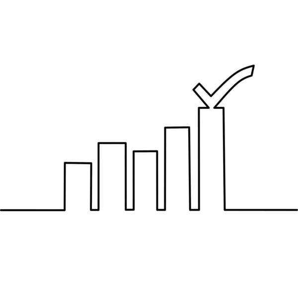 Безперервне Лінійне Креслення Барної Діаграми Графік Зростання Чеклістом Бізнес Інфографіка — стоковий вектор
