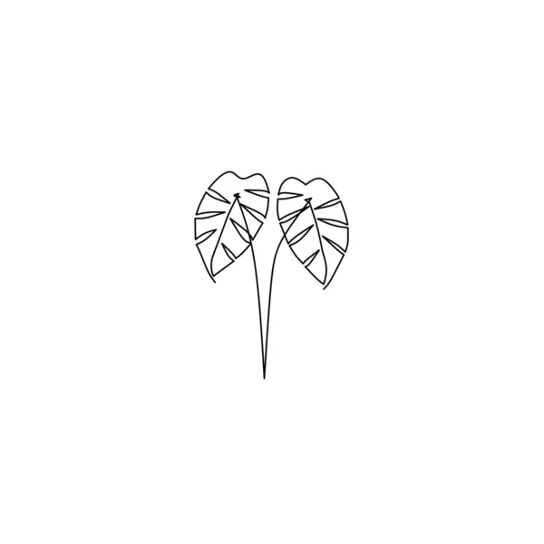 Непрерывный Рисунок Листа Монстры Минималистское Линейное Искусство Природа Одна Линия — стоковый вектор