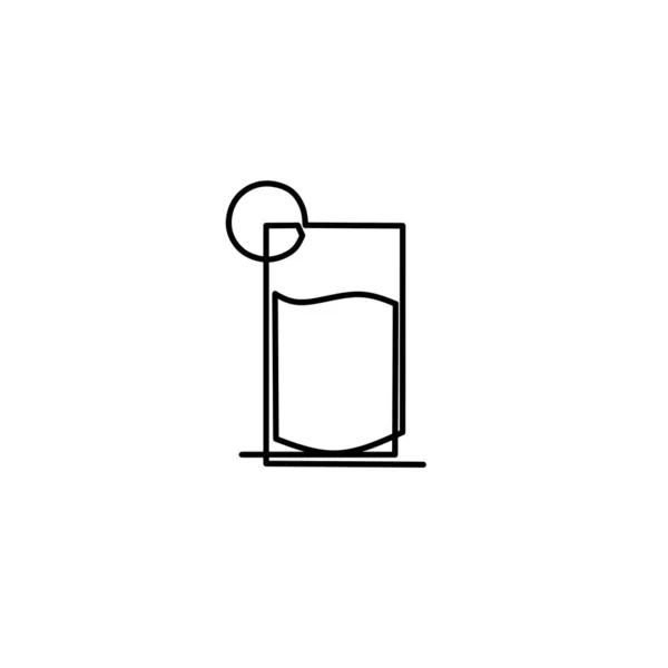 Continuous Line Drawing Lemon Ice Lemon Slice Glass Design Object — Stock Vector