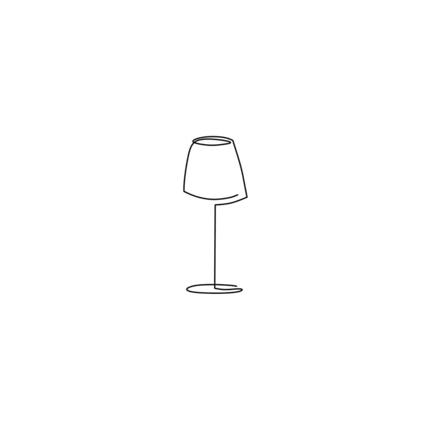 夜のランプの連続線画 家のインテリアのためのテーブルランプ 技術デザイン1行 シングルラインアート ベクトルイラスト — ストックベクタ