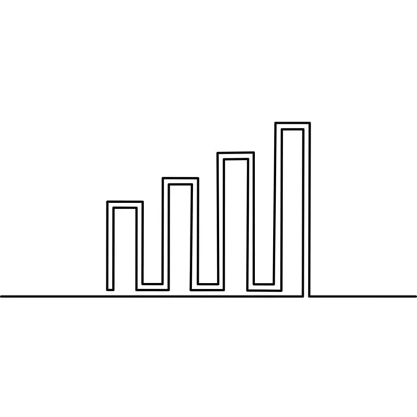 Growth Graph Icon Continuous Line Drawing Bar Chart One Line — Stock Vector