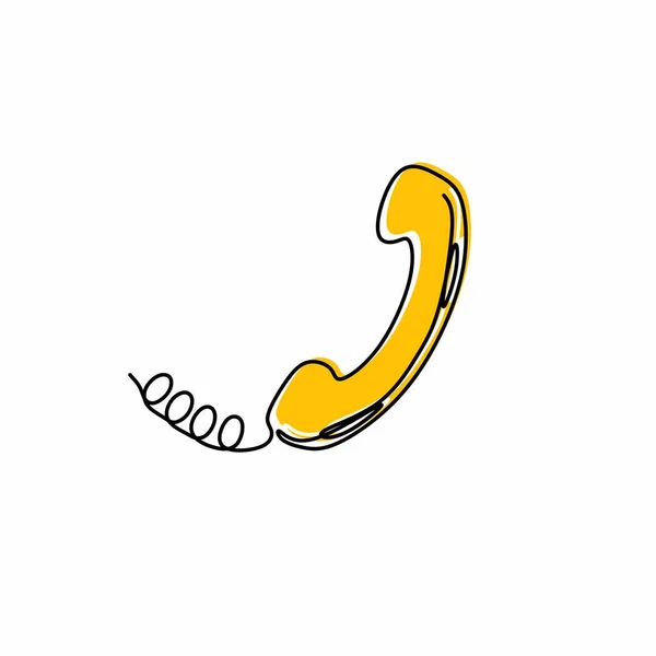Ciągły Rysunek Linii Telefonu Izolowane Komunikacja Biznesowa Żółty Wzór Obiekt Grafika Wektorowa