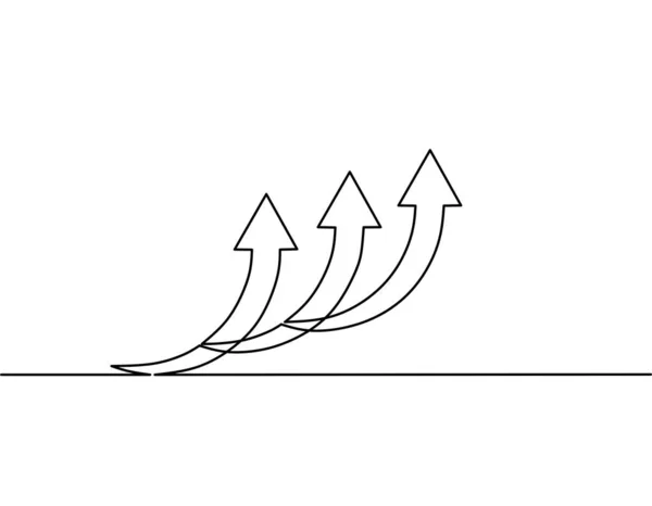 Dessin Continu Trois Flèches Flèche Croissance Vers Haut Dessin Main — Image vectorielle