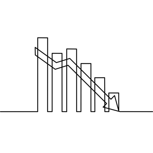 Dibujo Continuo Línea Flecha Hacia Abajo Disminución Los Ingresos Empresariales — Archivo Imágenes Vectoriales