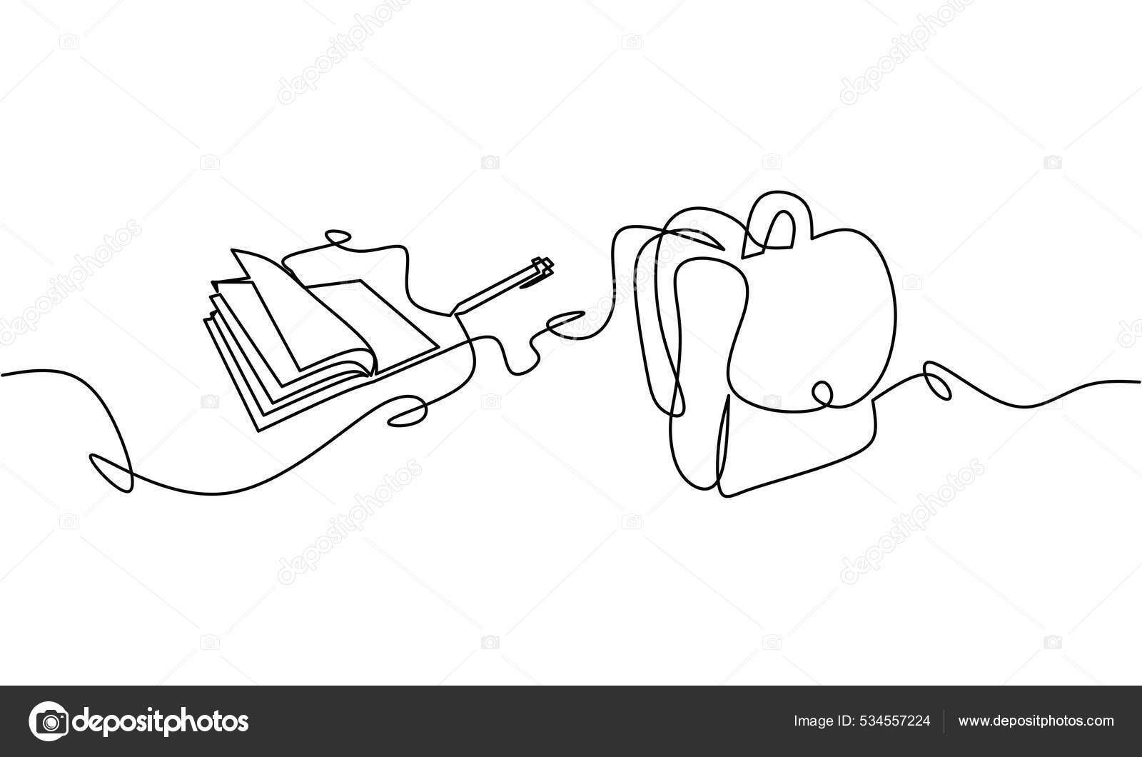 One line drawing, open book. Vector object illustration