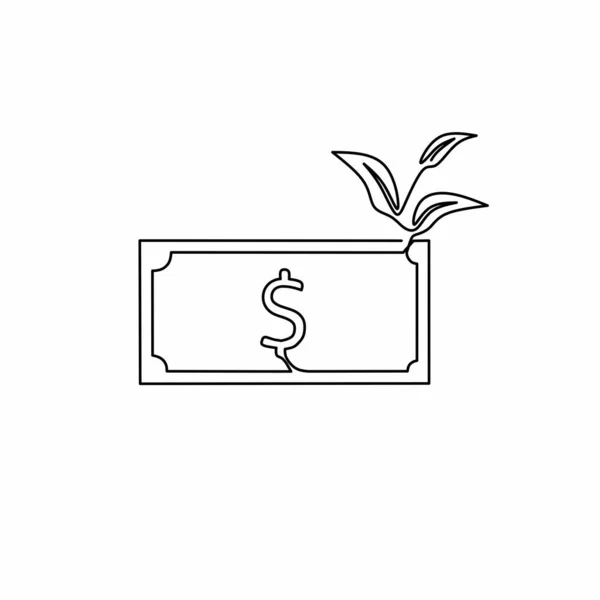 Continuous Line Drawing Money Plant Leaf Business Concept Object One — Vetor de Stock