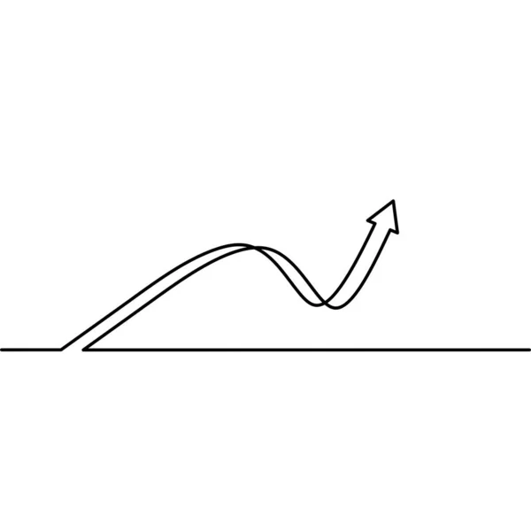 Continuous Line Drawing Arrow Growth Business Object One Line Single — Image vectorielle