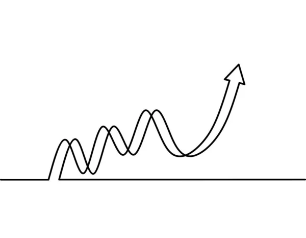 Continuous Line Drawing Graph Arrow Icon Growth Graph Business Object — стоковый вектор