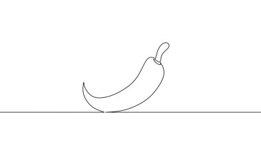 Sürekli kırmızı biber çizimi, sebze ikonu, nesne bir çizgi, tek çizgi sanat, vektör illüstrasyonu