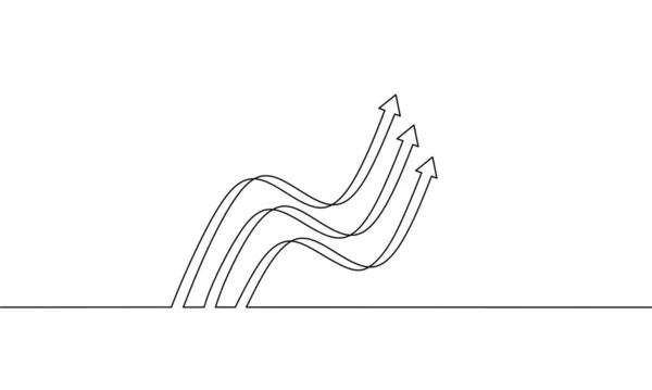 Kontinuierliche Linienzeichnung Des Pfeilwachstumssymbols Objekt Eine Linie Einzelliniengrafik Vektorillustration — Stockvektor