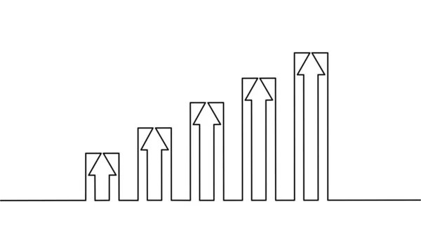 Dessin Ligne Continu Flèche Graphique Croissance Statistique Pour Les Entreprises — Image vectorielle