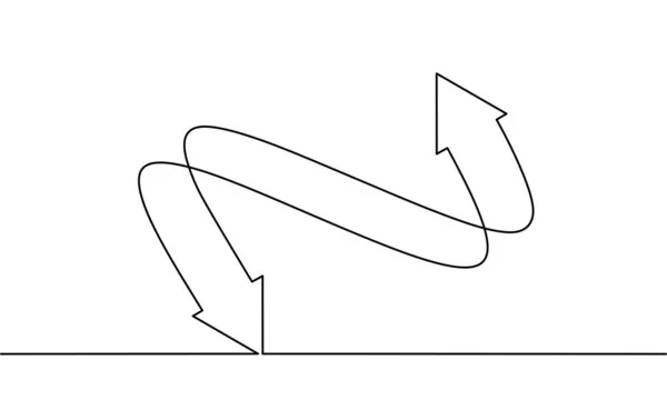 Dessin Ligne Continu Icône Croissance Flèche Diagramme Barres Entreprise Objet — Image vectorielle