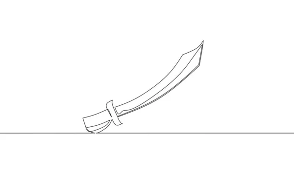 Desenho Linha Contínua Espada Desenho Ícone Doodle Objeto Uma Linha — Vetor de Stock